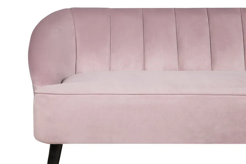 Alsvag 3-sits Kanalstoppad Sammetssoffa med Träben - Rosa - Möbler - Soffa - 3 sits soffa