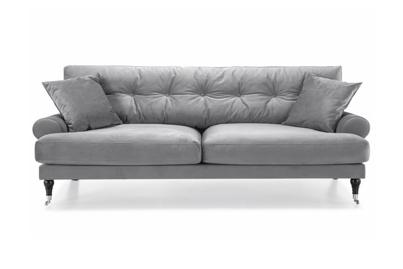 Andrew 3-sits Sammetssoffa - Ljusgrå - Möbler - Soffa - Sammetssoffa