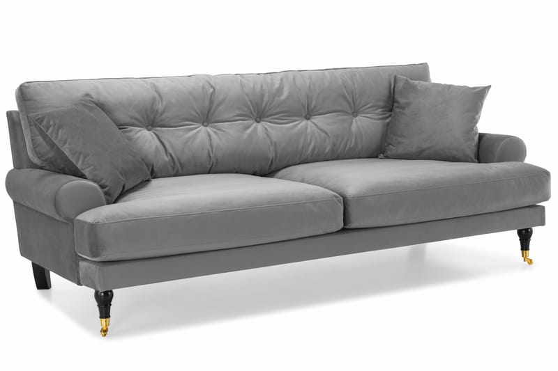 Andrew 3-sits Sammetssoffa - Ljusgrå - Möbler - Soffa - Sammetssoffa