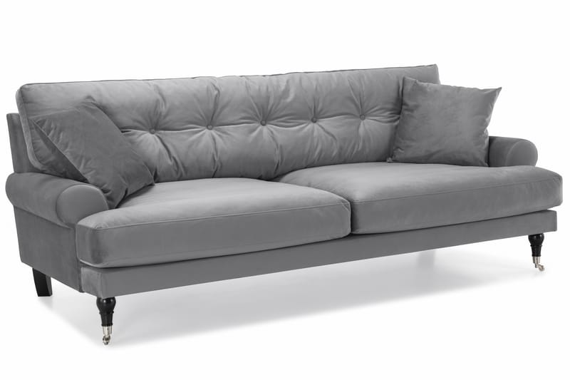 Andrew 3-sits Sammetssoffa - Ljusgrå - Möbler - Soffa - Sammetssoffa