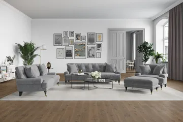 Andrew 3-sits Sammetssoffa - Ljusgrå - Möbler - Soffa - Howardsoffa