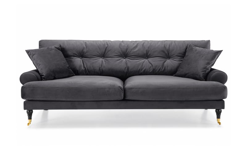 Andrew 3-sits Sammetssoffa - Mörkgrå - Möbler - Soffa - Sammetssoffa