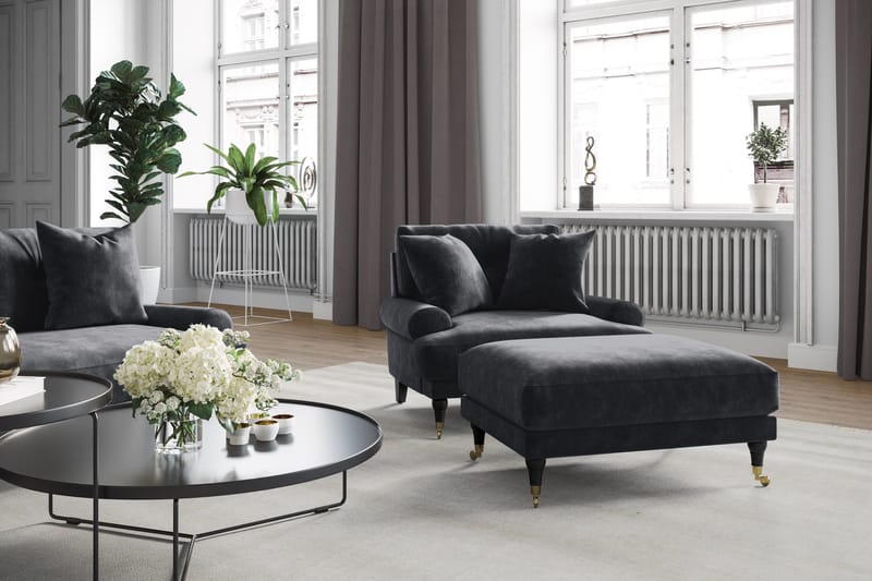 Andrew 3-sits Sammetssoffa - Mörkgrå - Möbler - Soffa - Sammetssoffa