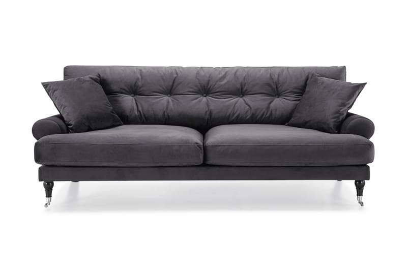 Andrew 3-sits Sammetssoffa - Mörkgrå - Möbler - Soffa - Sammetssoffa