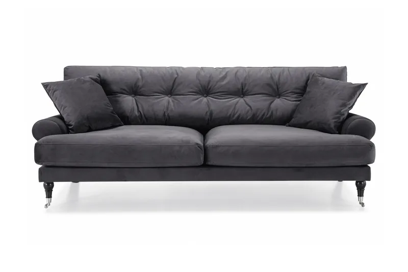 Andrew 3-sits Sammetssoffa - Mörkgrå - Möbler - Soffa - Howardsoffa
