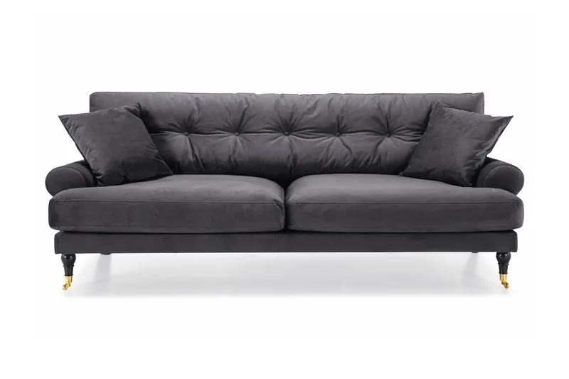 Andrew 3-sits Sammetssoffa - Mörkgrå - Möbler - Soffa - Howardsoffa