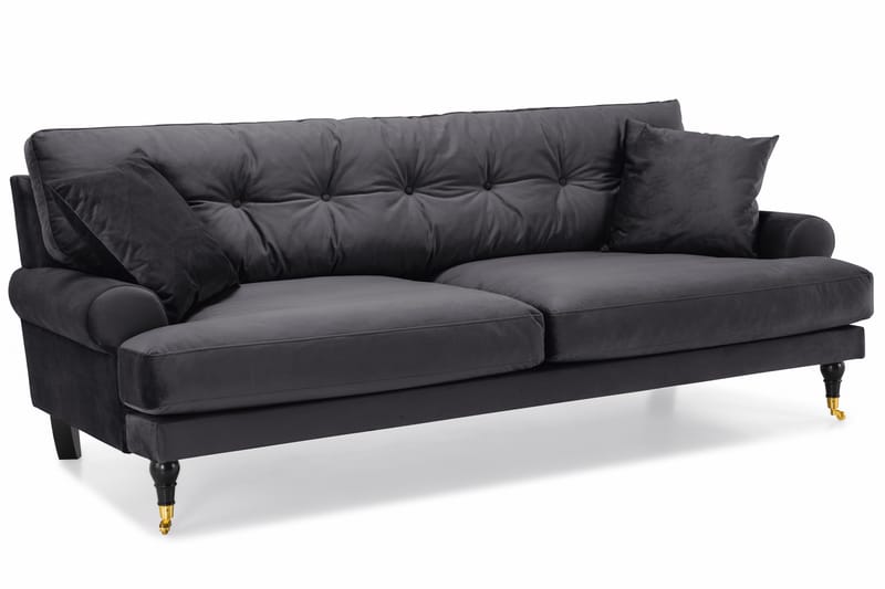 Andrew 3-sits Sammetssoffa - Mörkgrå - Möbler - Soffa - Sammetssoffa