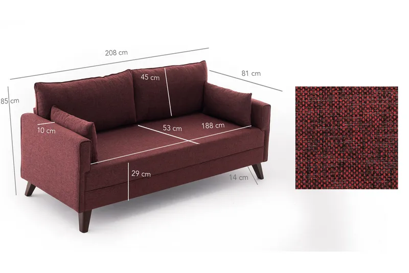 Antigua Soffa 3-sits - Röd - Möbler - Soffa - 3 sits soffa