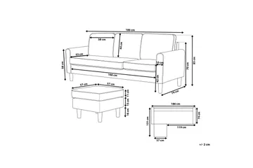 Avesta Soffa 2-4 Sits Med Fotpall - Grå - Möbler - Soffa - Divansoffa & schäslongsoffa - 3 sits soffa med divan