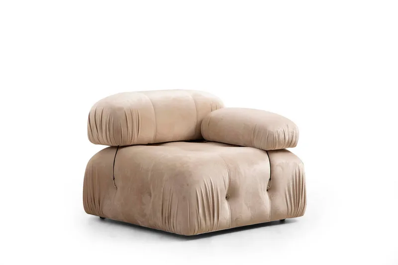 Belgin Bubblig Soffa 3-sits med fasta armstöd och repdetaljer - Beige - Möbler - Soffa - Modulsoffa - Komplett modulsoffa