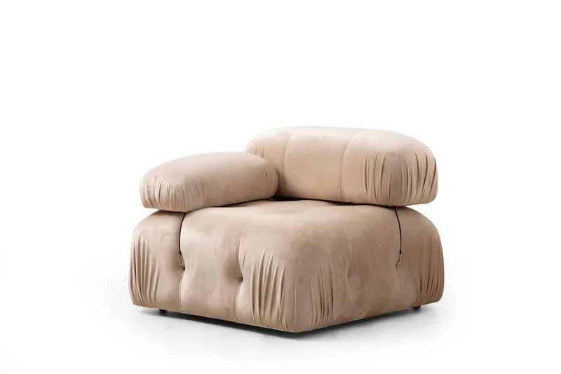 Belgin Bubblig Soffa 3-sits med fasta armstöd och repdetaljer - Beige - Möbler - Soffa - Modulsoffa - Komplett modulsoffa