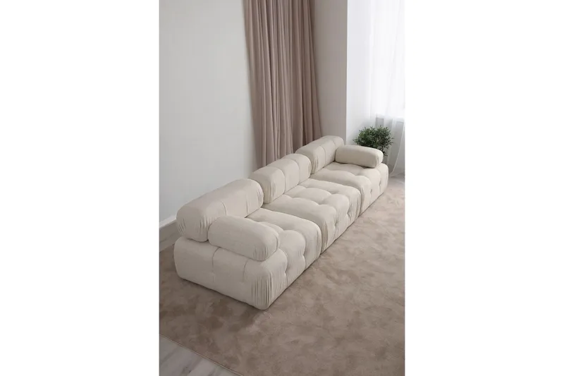 Belgin Bubblig Soffa 3-sits med utfällbara armstöd och ryggstöd - Ljusbeige / Beige - Möbler - Soffa - Modulsoffa - Komplett modulsoffa