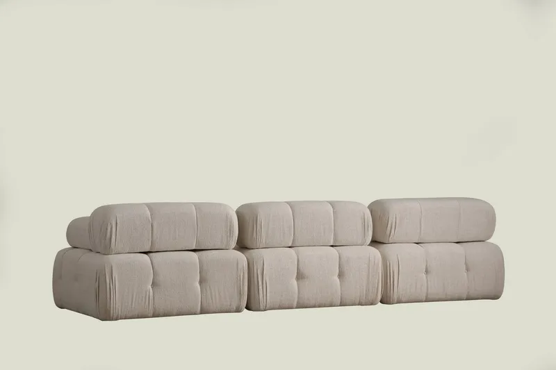 Belgin Bubblig Soffa 3-sits med utfällbara armstöd och ryggstöd - Ljusbeige / Beige - Möbler - Soffa - Modulsoffa - Komplett modulsoffa