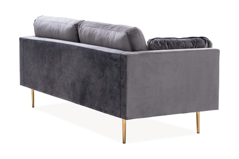 Bloom 3-sits Soffa i Sammet med Metallben - Grå - Möbler - Soffa - 3 sits soffa