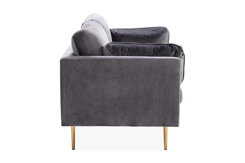 Bloom 3-sits Soffa i Sammet med Metallben - Grå - Möbler - Soffa - 3 sits soffa