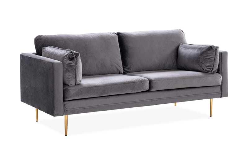 Bloom 3-sits Soffa i Sammet med Metallben - Grå - Möbler - Soffa - 3 sits soffa