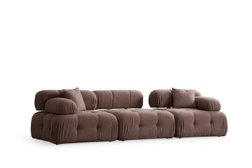 Bubblig Soffa 3-sits Belgin med utfällbara armstöd och ryggstöd - Cappuccino - Möbler - Soffa - 3 sits soffa