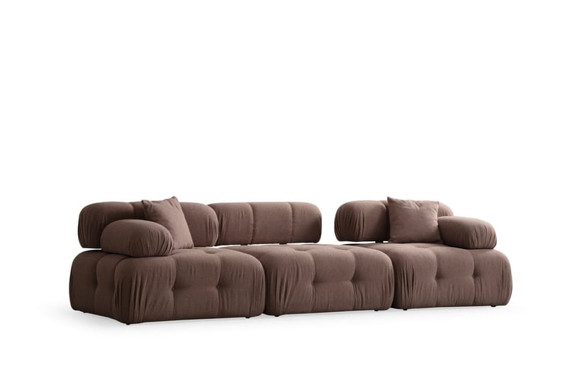 Bubblig Soffa 3-sits Belgin med utfällbara armstöd och ryggstöd - Cappuccino - Möbler - Soffa - 3 sits soffa