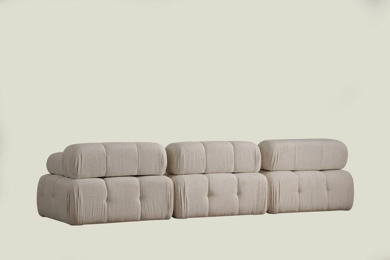 Bubblig Soffa 3-sits Belgin med utfällbara armstöd och ryggstöd - Ljusbeige - Möbler - Soffa - 3 sits soffa