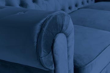 Chesterfield Lyx 3-sits Sammetssoffa - Djup soffa - Blå - Möbler - Soffa - 3 sits soffa
