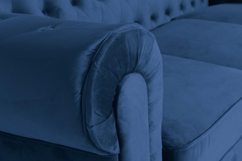 Chesterfield Lyx 3-sits Sammetssoffa - Djup soffa - Blå - Möbler - Soffa - 3 sits soffa