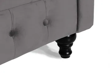 Chesterfield Lyx 3 sits Sammetssoffa - Djup soffa - Mörkgrå / Grå - Möbler - Soffa - 3 sits soffa