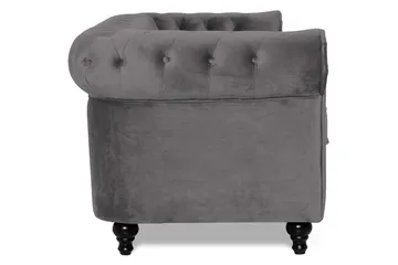 Chesterfield Lyx 3 sits Sammetssoffa - Djup soffa - Mörkgrå / Grå - Möbler - Soffa - 3 sits soffa