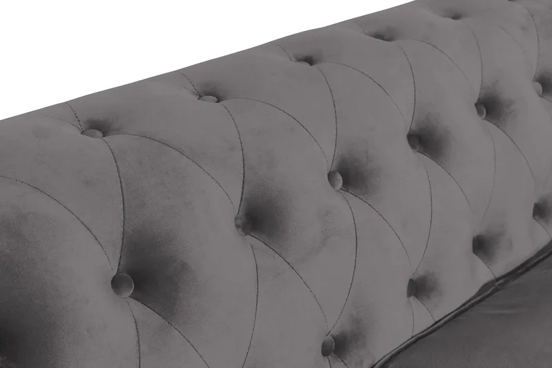 Chesterfield Lyx 3 sits Sammetssoffa - Djup soffa - Mörkgrå - Möbler - Soffa - 3 sits soffa