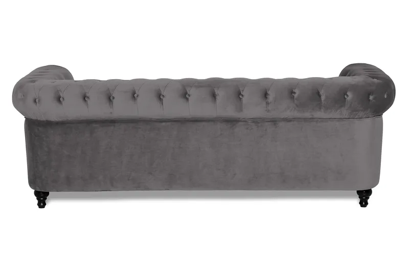Chesterfield Lyx 3 sits Sammetssoffa - Djup soffa - Mörkgrå - Möbler - Soffa - 3 sits soffa