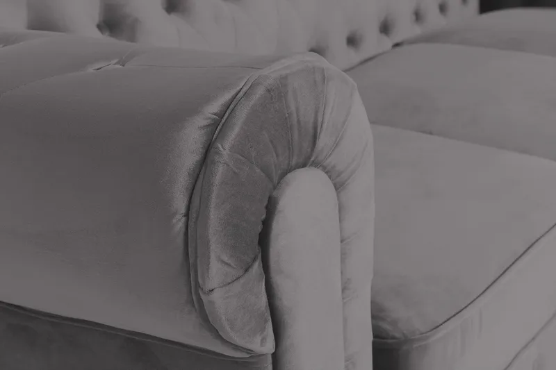 Chesterfield Lyx 3 sits Sammetssoffa - Djup soffa - Mörkgrå - Möbler - Soffa - 3 sits soffa