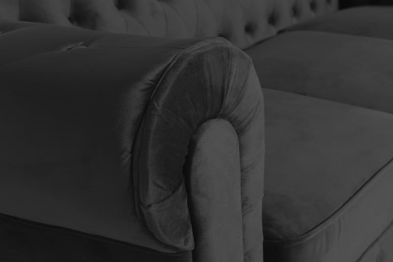 Chesterfield Lyx 3-sits Sammetssoffa - Djup soffa - Svart - Möbler - Soffa - 3 sits soffa