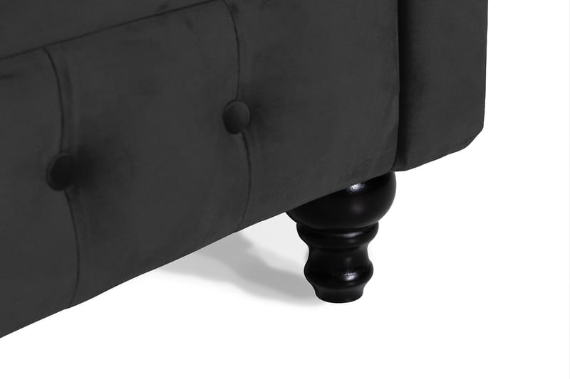 Chesterfield Lyx 3-sits Sammetssoffa - Djup soffa - Svart - Möbler - Soffa - 3 sits soffa