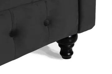 Chesterfield Lyx 3-sits Sammetssoffa - Djup soffa - Svart - Möbler - Soffa - 3 sits soffa