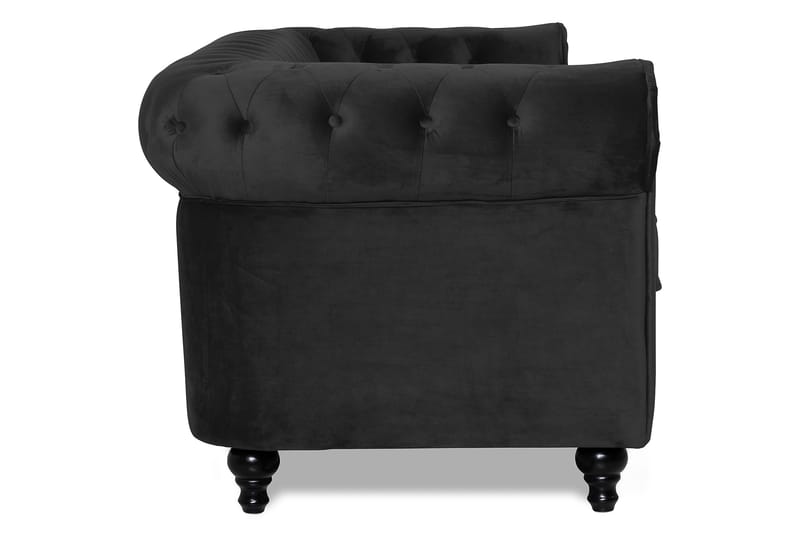 Chesterfield Lyx 3-sits Sammetssoffa - Djup soffa - Svart - Möbler - Soffa - 3 sits soffa