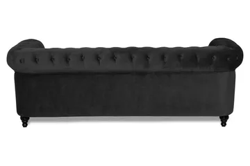 Chesterfield Lyx 3-sits Sammetssoffa - Djup soffa - Svart - Möbler - Soffa - 3 sits soffa