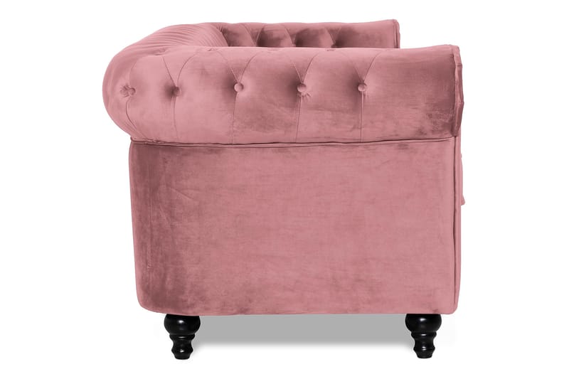Chesterfield Lyx Sammetssoffa 3-sits - Rostrosa - Möbler - Soffa - 3 sits soffa