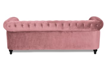 Chesterfield Lyx Sammetssoffa 3-sits - Rostrosa - Möbler - Soffa - 3 sits soffa