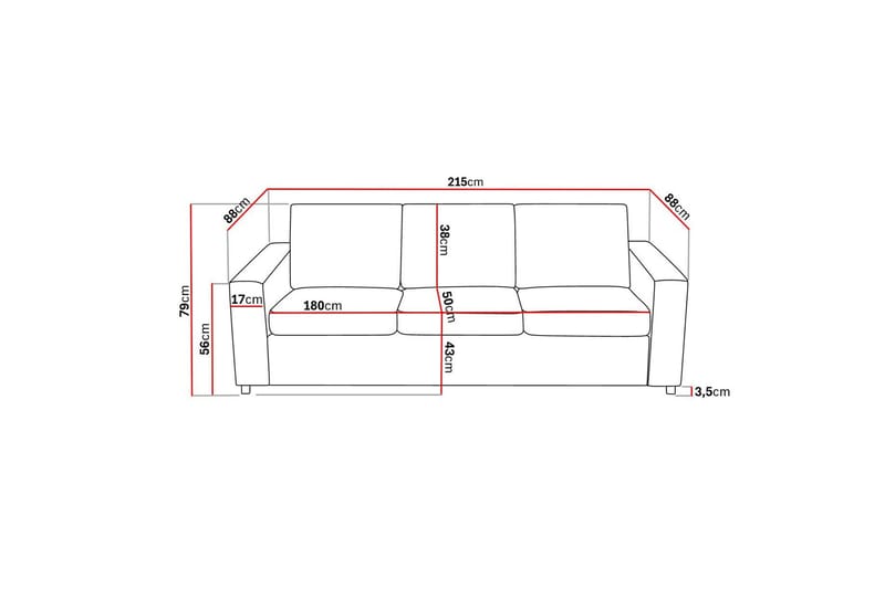 Crazy 3-sits Tygsoffa - Antracit - Möbler - Soffa - 3 sits soffa