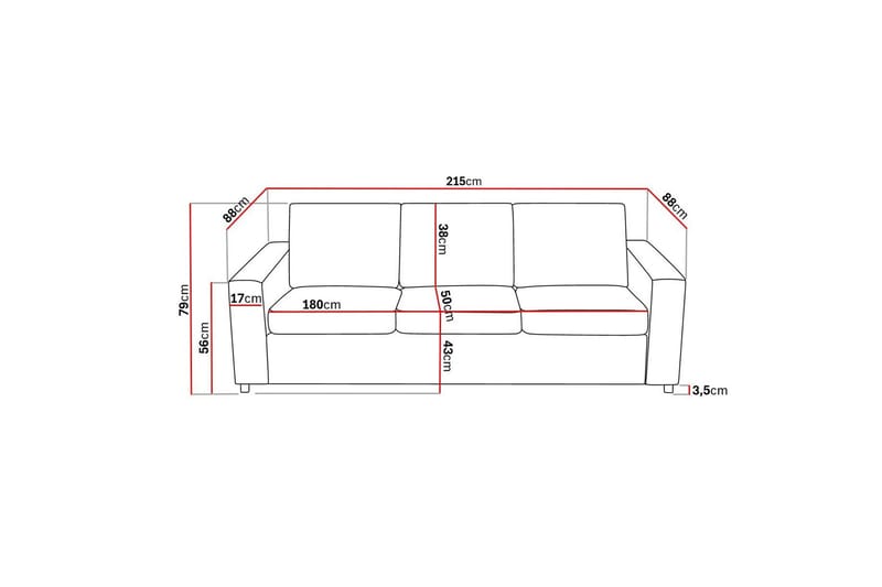 Crazy 3-sits Tygsoffa - Antracit - Möbler - Soffa - 3 sits soffa