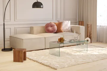 Cubo 3-sits Djup Modulsoffa + Fotpall i Manchester - Beige - Möbler - Soffa - Modulsoffa - Komplett modulsoffa