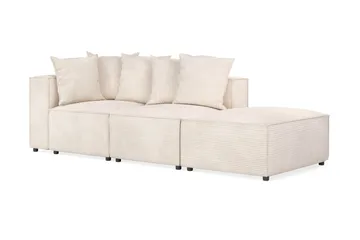 Cubo 3-sits Djup Modulsoffa + Fotpall i Manchester - Beige - Möbler - Soffa - Modulsoffa - Komplett modulsoffa