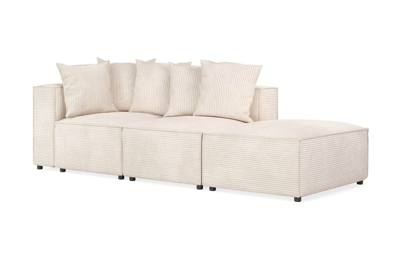 Cubo 3-sits Djup Modulsoffa + Fotpall i Manchester - Beige - Möbler - Soffa - Modulsoffa - Komplett modulsoffa