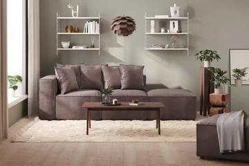 Cubo 3-sits Djup Modulsoffa + Fotpall i Sammet - Mörkgrå - Möbler - Soffa - Modulsoffa - Komplett modulsoffa