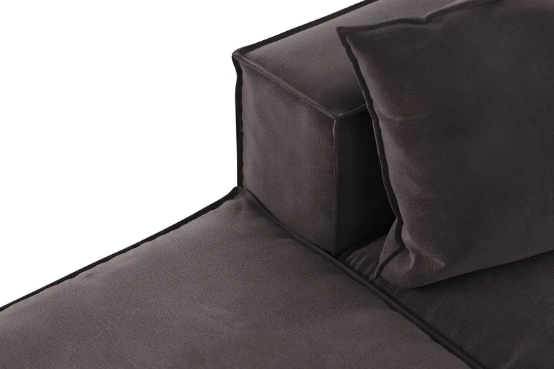 Cubo 3-sits Djup Modulsoffa + Fotpall i Sammet - Mörkgrå - Möbler - Soffa - Modulsoffa - Komplett modulsoffa