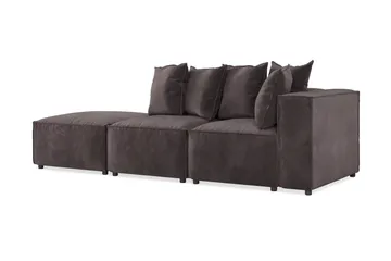 Cubo 3-sits Djup Modulsoffa + Fotpall i Sammet - Mörkgrå - Möbler - Soffa - Modulsoffa - Komplett modulsoffa