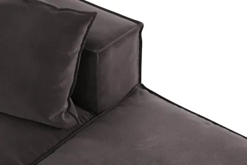 Cubo 3-sits Djup Modulsoffa + Fotpall i Sammet - Mörkgrå - Möbler - Soffa - Modulsoffa - Komplett modulsoffa