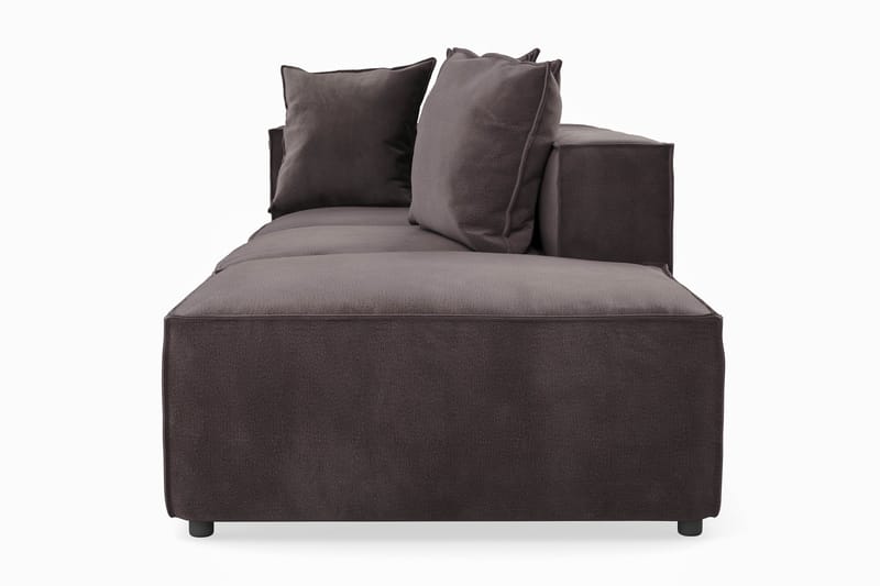 Cubo 3-sits Djup Modulsoffa + Fotpall i Sammet - Mörkgrå - Möbler - Soffa - Modulsoffa - Komplett modulsoffa