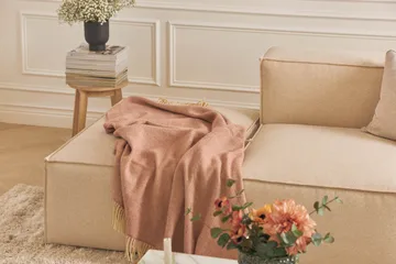 Cubo 3-sits Djup Modulsoffa + Fotpall i Tyg - Beige - Möbler - Soffa - Modulsoffa - Komplett modulsoffa