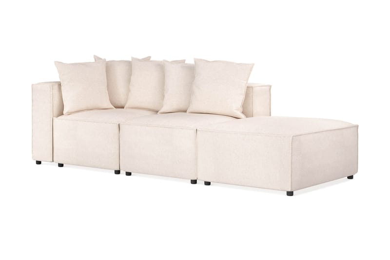 Cubo 3-sits Djup Modulsoffa + Fotpall i Tyg - Beige - Möbler - Soffa - Modulsoffa - Komplett modulsoffa