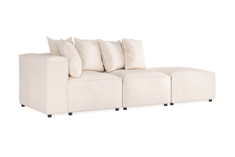 Cubo 3-sits Djup Modulsoffa + Fotpall i Tyg - Beige - Möbler - Soffa - Modulsoffa - Komplett modulsoffa